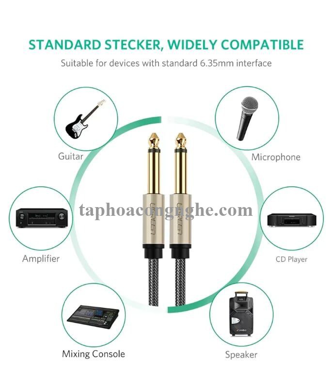 Ugreen 10639 3M màu Đen Cáp âm thanh 2 đầu 6.5mm dương cao cấp AV128 30010639